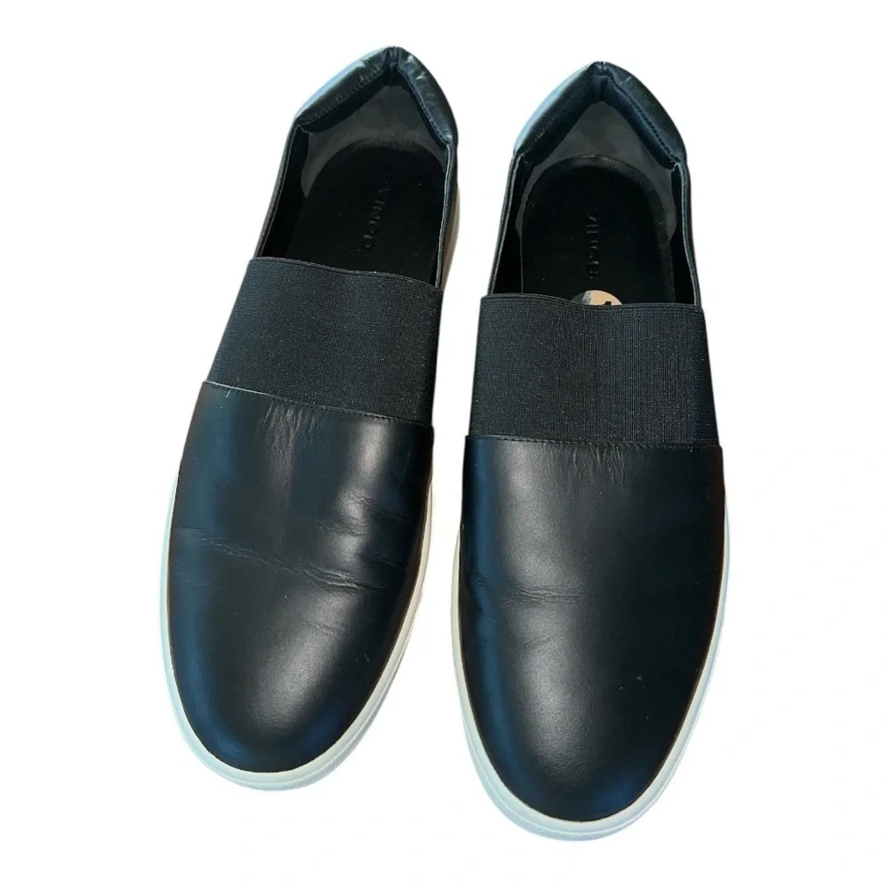 Vince corbin women’s black leather slip on sneakers shoes size 11